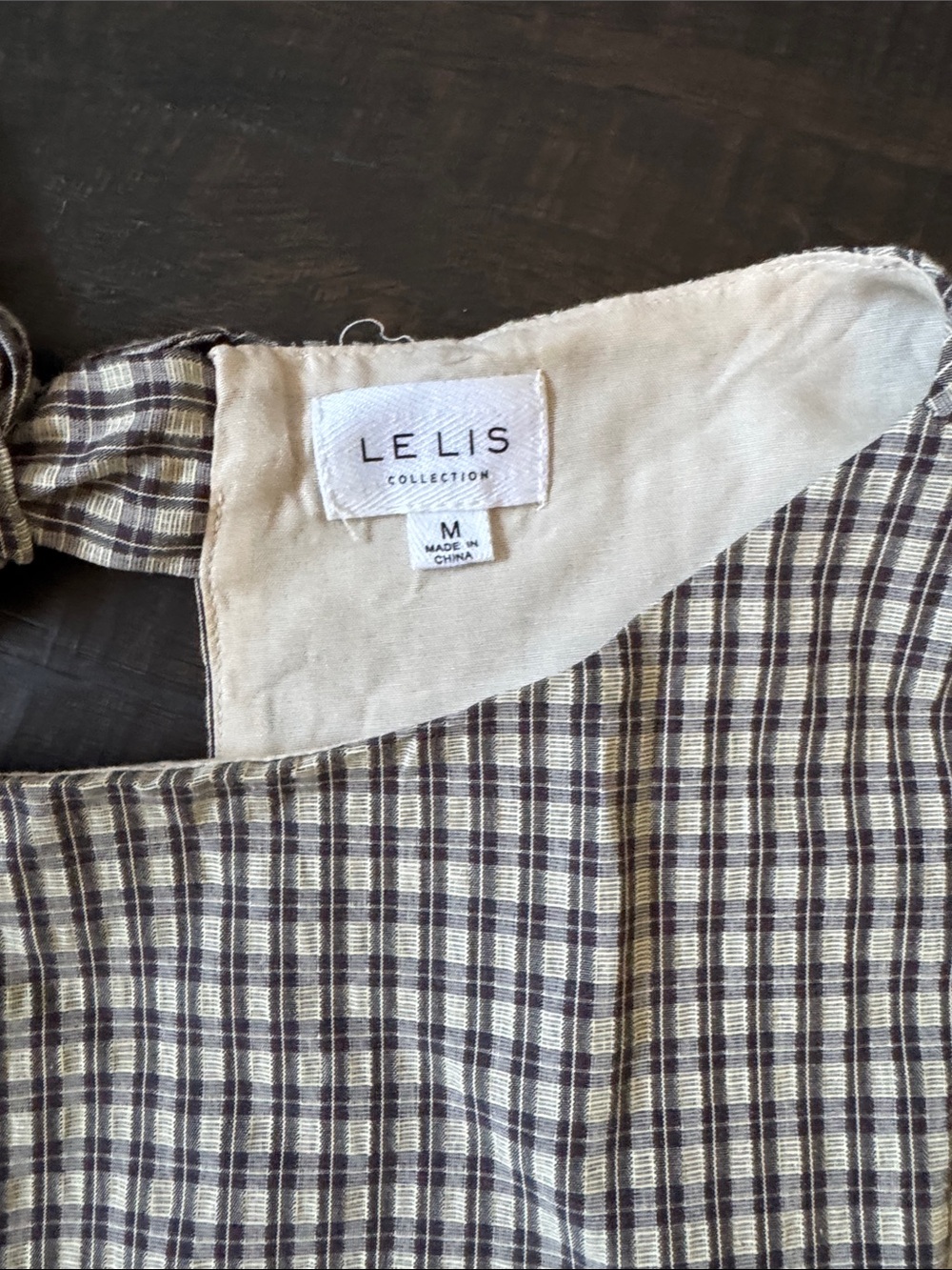 Le Lis Brown and Cream Gingham Tiered Sundress - Picture 2 of 4